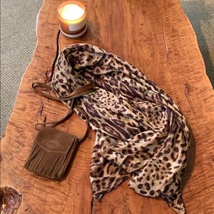 Animal print long SILK scarf